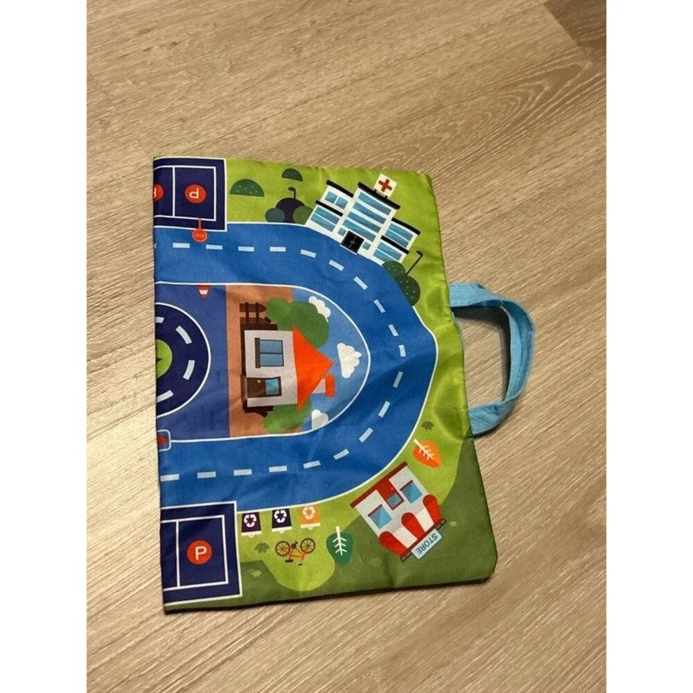2-in-1 Interactive Play Car Mat and Storage Tote Bag
